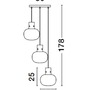 Vícečetná - NV 9236610 Závěsné svítidlo CINZIA čiré sklo bílý kabel mosazný zlatý kov E27 3x12W 230V IP20 bez žárovky - NOVA LUCE - foto 8