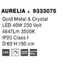 Kruhová - NV 9333075 Závěsné svítidlo AURELIA zlatý kov a křišťál LED 40W 230V 3500K IP20 stmívatelné - NOVA LUCE - foto 8