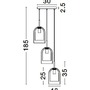 Vícečetná - NV 9236710 Závěsné svítidlo VELOR dvouvrstvé kouřové sklo černý kabel černá kovová základna E27 3x12W 230V IP20 bez žárovky - NOVA LUCE - foto 8