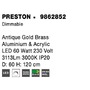 Kruhová - NV 9862852 Závěsné svítidlo PRESTON antický zlatý mosazný hliník a akryl LED 60W 230V 3000K IP20 stmívatelné - NOVA LUCE - foto 8