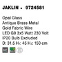 Dekorativní - NV 9724581 Závěsné svítidlo JAKLIN opálové sklo antický mosazný kov zlatý kabel G9 3x5W 230V IP20 bez žárovky - NOVA LUCE - foto 8