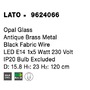 Koule - NV 9624066 Závěsné svítidlo LATO opálové sklo antický mosazný kov černý kabel E14 1x5W 230V IP20 bez žárovky - NOVA LUCE - foto 8