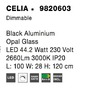 Dekorativní - NV 9820603 Závěsné svítidlo CELIA stmívatelné černý hliník opálové sklo LED 44.2W 230V 3000K IP20 stmívatelné - NOVA LUCE - foto 8