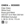 Podélná - NV 9236620 Závěsné svítidlo CINZIA čiré sklo bílý kabel mosazný zlatý kov E27 3x12W 230V IP20 bez žárovky - NOVA LUCE - foto 8