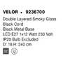 Válec - NV 9236700 Závěsné svítidlo VELOR dvouvrstvé kouřové sklo černý kabel černá kovová základna E27 1x12W 230V IP20 bez žárovky - NOVA LUCE - foto 8