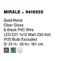 Koule - NV 9416925 Závěsné svítidlo MIRALE zlatý kov čiré sklo a černý PVC kabel E27 1x12W 230V IP20 bez žárovky - NOVA LUCE - foto 8