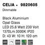 Kruhová - NV 9820605 Závěsné svítidlo CELIA stmívatelné černý hliník opálové sklo LED 25.6W 230V 3000K IP20 stmívatelné - NOVA LUCE - foto 8