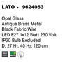 Koule - NV 9624063 Závěsné svítidlo LATO opálové sklo antický mosazný kov černý kabel E27 1x12W 230V IP20 bez žárovky - NOVA LUCE - foto 8