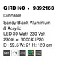 Kruhová - NV 9892163 Závěsné svítidlo GIRDINO černý hliník a akryl LED 30W 230V 3000K IP20 stmívatelné - NOVA LUCE - foto 8