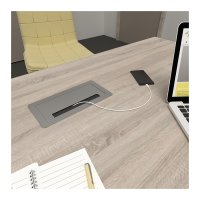 Nábytkové zásuvky, vypinače - Vestavná nábytková zásuvka INBOX stříbrná, 2x230V, 2xUSB typ A a C, 1x RJ45, 1x HDMI, 1,5m, INBOX-SR-FR-1,5-02