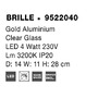 Dekorativní - NV 9522040 Nástěnné svítidlo BRILLE zlatý hliník a sklo LED 4W 230V 3200K IP20 - NOVA LUCE - foto 9