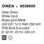 Koule - NV 9236600 Závěsné svítidlo CINZIA čiré sklo bílý kabel mosazný zlatý kov E27 1x12W 230V IP20 bez žárovky - NOVA LUCE - foto 9