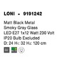 Koule - NV 9191242 Závěsné svítidlo LONI matný černý kov kouřové šedé sklo E27 1x12W 230V IP20 bez žárovky - NOVA LUCE - foto 9