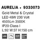 Dekorativní - NV 9333073 Závěsné svítidlo AURELIA zlatý kov a křišťál LED 48W 230V 3500K IP20 stmívatelné - NOVA LUCE - foto 9