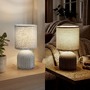 Stolní lampy dekorační - BRILO 7538014 Ino stolní lampička, látkové stínidlo, keramický podstavec, 15x28 cm (DxH), šedá - BRILO - foto 9