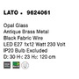 Koule - NV 9624061 Závěsné svítidlo LATO opálové sklo antický mosazný kov černý kabel E27 1x12W 230V IP20 bez žárovky - NOVA LUCE - foto 9