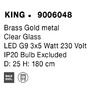 Vícečetná - NV 9006048 Závěsné svítidlo KING mosazný zlatý kov foukané čiré sklo G9 3x5W 230V IP20 bez žárovky - NOVA LUCE - foto 9