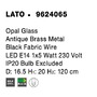 Koule - NV 9624065 Závěsné svítidlo LATO opálové sklo antický mosazný kov černý kabel E14 1x5W 230V IP20 bez žárovky - NOVA LUCE - foto 9