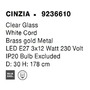 Vícečetná - NV 9236610 Závěsné svítidlo CINZIA čiré sklo bílý kabel mosazný zlatý kov E27 3x12W 230V IP20 bez žárovky - NOVA LUCE - foto 9