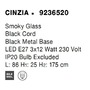 Podélná - NV 9236520 Závěsné svítidlo CINZIA kouřové sklo černý kabel černá kovová základna E27 3x12W 230V IP20 bez žárovky - NOVA LUCE - foto 9