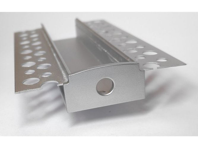Difuzory a koncovky - Koncovka profilu RECESSED 5 s otvorem, štříbrná - foto 1