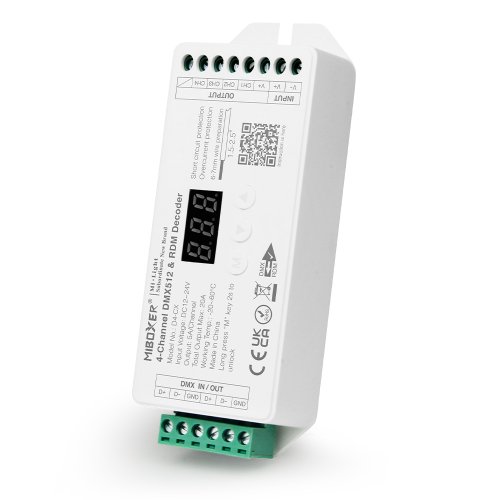 DMX512 Decoder - DMX ovladač BOXER 4v1 s displejem, 4 kanály, 12-24VDC, 20A, D4-CX, Mi-Light - foto 1