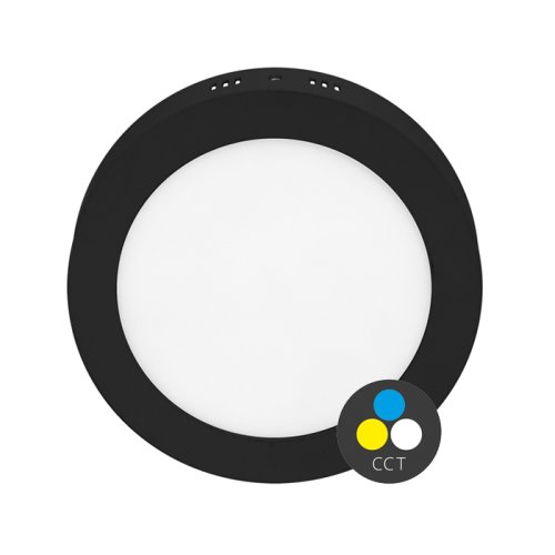LED panely kruhové - Kulatý přisazený LED panel 25W, 2260lm , CCT (3000/4000/6000), černé provedení - foto 1