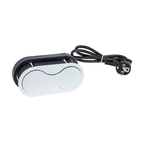 Nábytkové zásuvky, vypinače - Vestavná nábytková zásuvka EIGHTBOX bílá, 1x230V, 1x USB IP20, 1m, EIGHTBOX-BI-1FR-1U-01 - foto 1