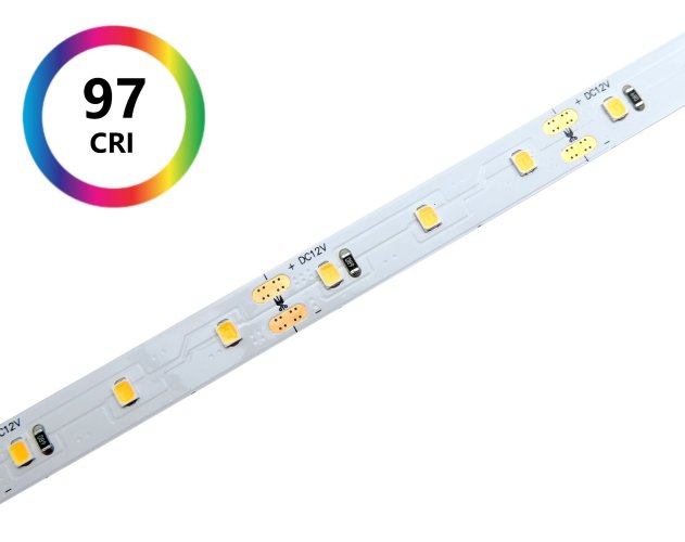 Jednobarevné LED pásky 12V, 24V, 230V - Jednobarevný LED pásek CRI>97, 12W LED pásek, 2500K, 2700K, 3000K, 6500K, 1100Lm/m, PROFI, 12V, IP20, 60LED/m, záruka 5 let - foto 1