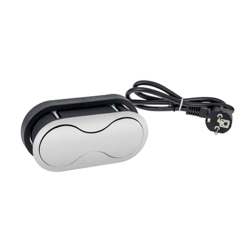 Nábytkové zásuvky, vypinače - Vestavná nábytková zásuvka EIGHTBOX broušený hliník, 1x230V, 1x USB IP20, 1m, EIGHTBOX-SN-1FR-1U-01 - foto 1