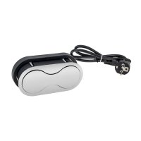 Nábytkové zásuvky, vypinače - Vestavná nábytková zásuvka EIGHTBOX broušený hliník, 1x230V, 1x USB IP20, 1m, EIGHTBOX-SN-1FR-1U-01