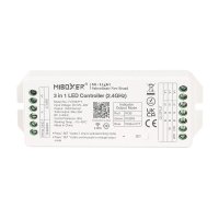 S Série - POWER LED přijímač 3v1 pro RGB/RGBW/RGB+CCT LED pásky, Boxer, 2,4Ghz, 12-48VDC, 20A, Mi-light, FUT037P+