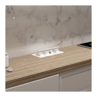 Nábytkové zásuvky, vypinače - Vestavná nábytková zásuvka KOMBI BOX USB A+C, 2x250V, IP20, bílá, 1,5m, KOMB-BI-2FR-UAC-1,5-01