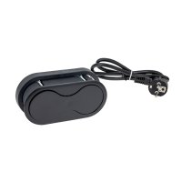 Nábytkové zásuvky, vypinače - Vestavná nábytková zásuvka EIGHTBOX černá, 1x230V, 1x USB IP20, 1m, EIGHTBOX-CZ-1FR-1U-01