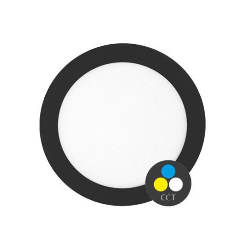 LED panely kruhové - Kulatý LED panel 18W, 1550lm, CCT (3000/4000/6000), černé provedení - foto 1