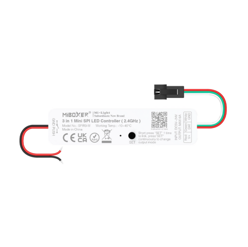 Digitální SPI jednotky - Digitální řídící jednotka 3v1 pro programovatelné LED pásky (jednobarevné + RGB + RGBW), MINI, 2,4 GHz, 6A, DC 5-24 V, SPIR3-M, Mi-Light - foto 1