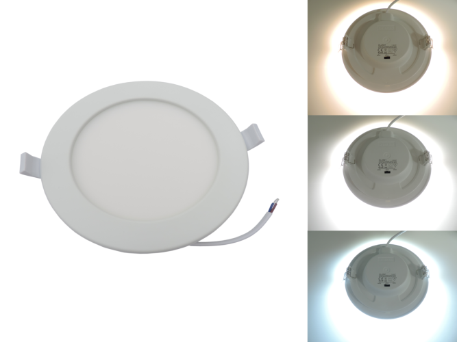 LED panely kruhové - Kulatý 12W CCT LED panel, nastavení barvy 3000-6500K, 950Lm, 3 roky záruka - foto 1
