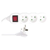 Prodlužovací šňůry, bubny, rozbočky - Prodlužovací kabel s vypínačem – 3 zásuvky, 3m, 3× 1,5mm2