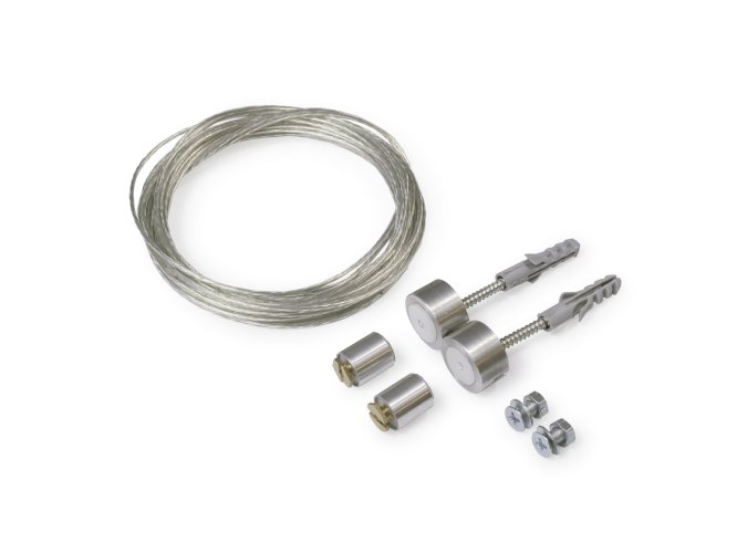 Úchyty, spojky, závěsný materiál - Závěsné lanko napájecí max. 50V stříbrné, 67120022 - foto 1