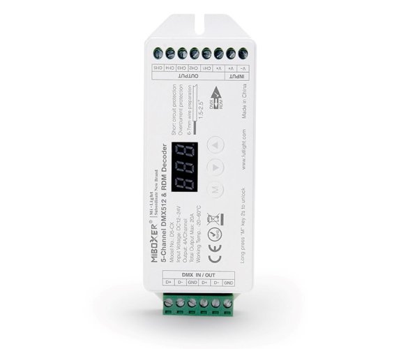 DMX512 Decoder - DMX jednotka BOXER 5v1 s displejem, 5 kanálů, 12-24VDC, 20A, D5-CX, MiLight - foto 1