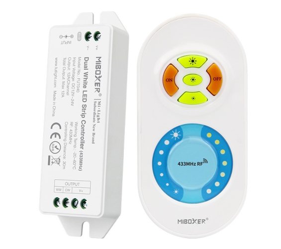 Sady ovladač + přijímač - Sada CCT dálkový ovladač a CCT LED přijímač, RF 433MHz, Max.12A, 12-24V, FUT040, Mi-Light - foto 1