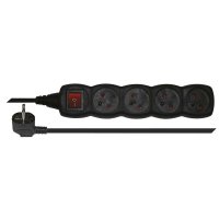 Prodlužovací šňůry, bubny, rozbočky - Prodlužovací kabel s vypínačem 4 zásuvky 3m, černý