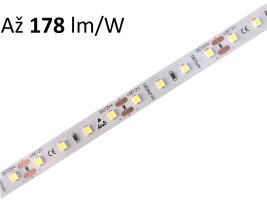Jednobarevné LED pásky 12V, 24V, 230V - HI-PROFI LED pásek  9,6W/m, 12V, 167-178lm/W, IP20, 80LED/m