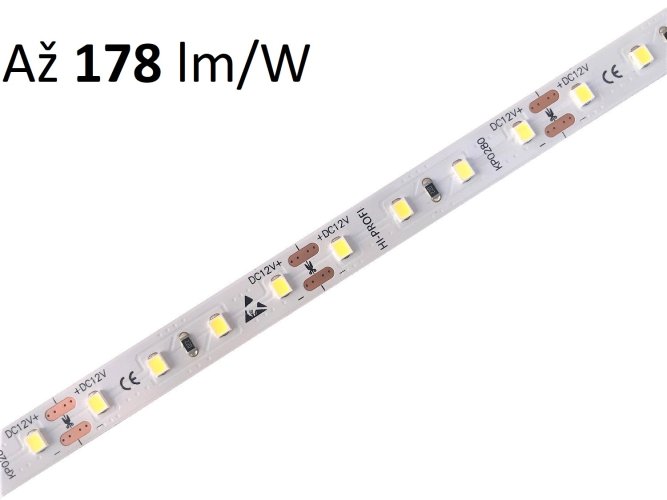 Jednobarevné LED pásky 12V, 24V, 230V - HI-PROFI LED pásek  9,6W/m, 12V, 167-178lm/W, IP20, 80LED/m - foto 1