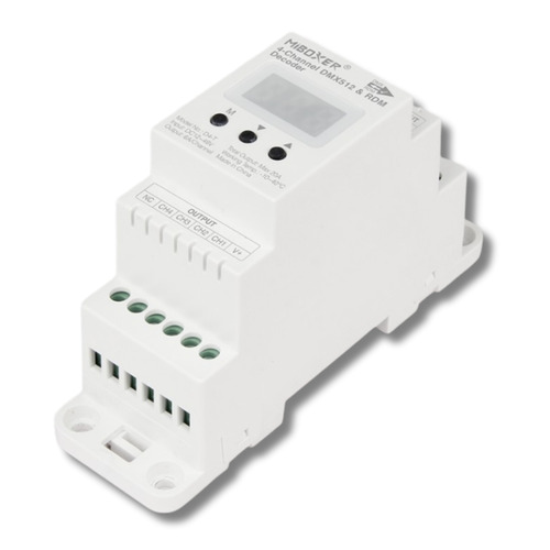 DMX512 Decoder - Dekodér DMX512 & RDM, 4 kanály, DIN lišta, 12–48V DC, 20A, IP20, Mi-Light, D4-T - foto 1