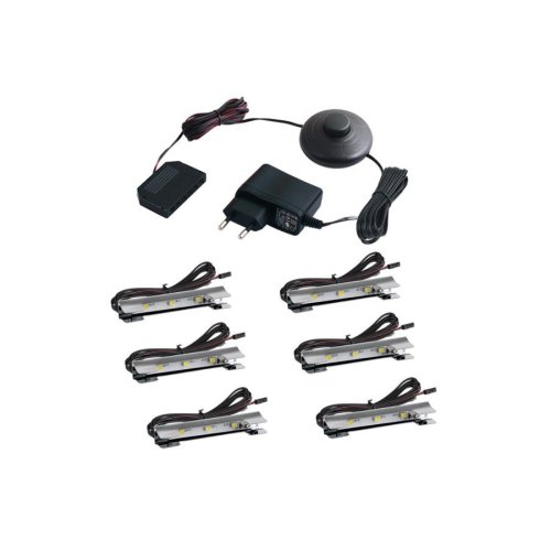 Osvětlení skleněných polic - Kovové LED svítidlo pro osvětlení skleněných polic, 6ks,12VDC, IP20, 66x15x10 - foto 1