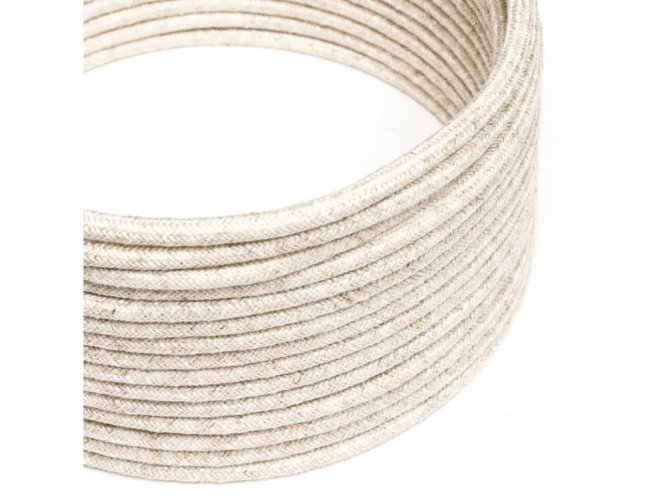 Silové kabely - Lněný textilní elektrický kabel, RN01 přírodní neutrální barvy - foto 1