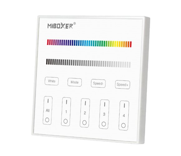 2,4Ghz Ovladače na stěnu - 4 zónový nástěnny ovladač RGBW, T3, AC100-240V, Mi-Light - foto 1