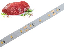 Potravinářské, UV a speciální LED pásky - Potravinářský pásek: MASO, 3800-4300K, 12W/m, PROFI, 12V, IP20, 60LED/m, SMD2835, záruka 5 let