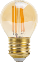 Patice E27 - LED plastová žárovka G45 E27, zlatá, 4W, stmívatelná, 2700K, OP1326